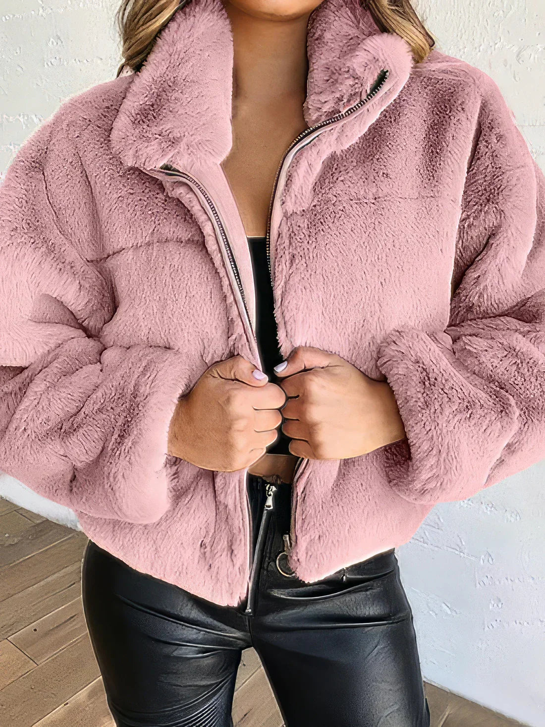 Chaquetón Cremallera Clásico Elegante Mujer