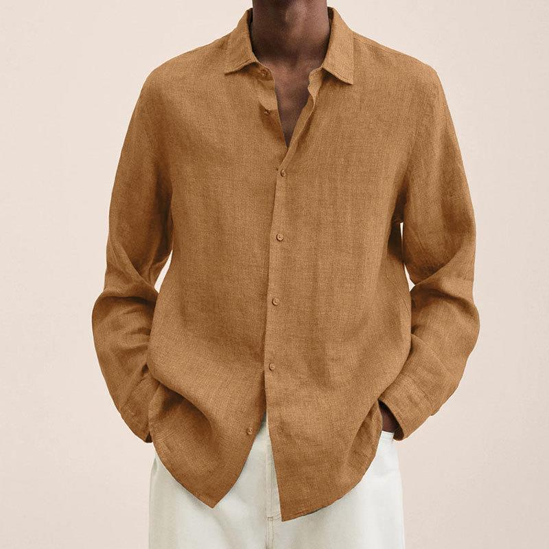 Camisas Lino Hombre Manga Larga Elegantes