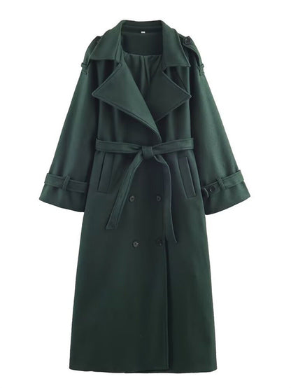 Chaquetón de lana cálido mujer largo mediano