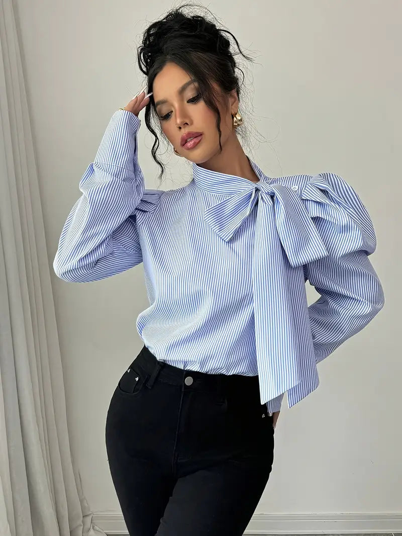 Blusa Oversize Algodón con Lazo Elegante Mujer - Vestiria