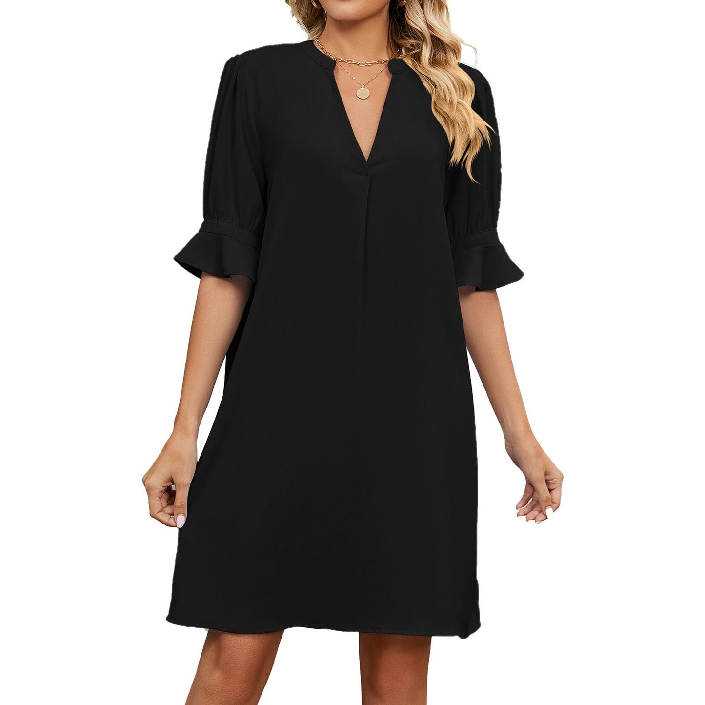 Vestido Mujer Falda Corta con Volante Estilo Boho