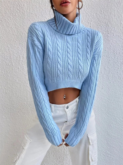 Jersey Cuello Alto Tejido Trenzado Mujer
