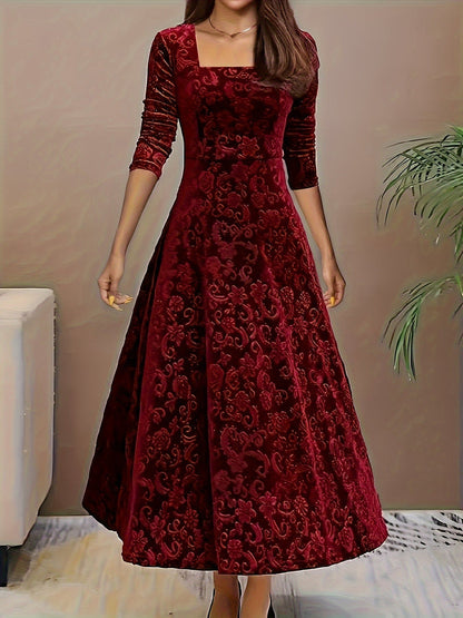 Vestido Fiesta Mujer Elegante Cuello Cuadrado - Vestiria