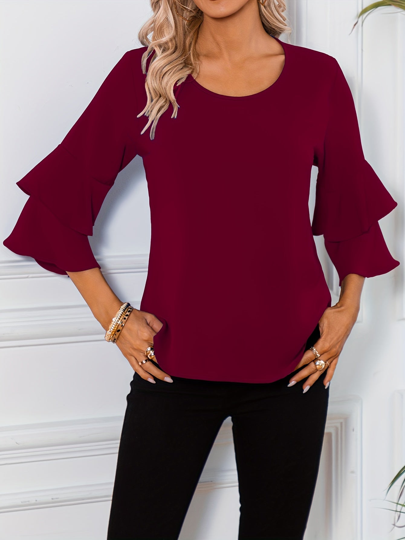 Blusa Mujer Romántica Mangas Voladas