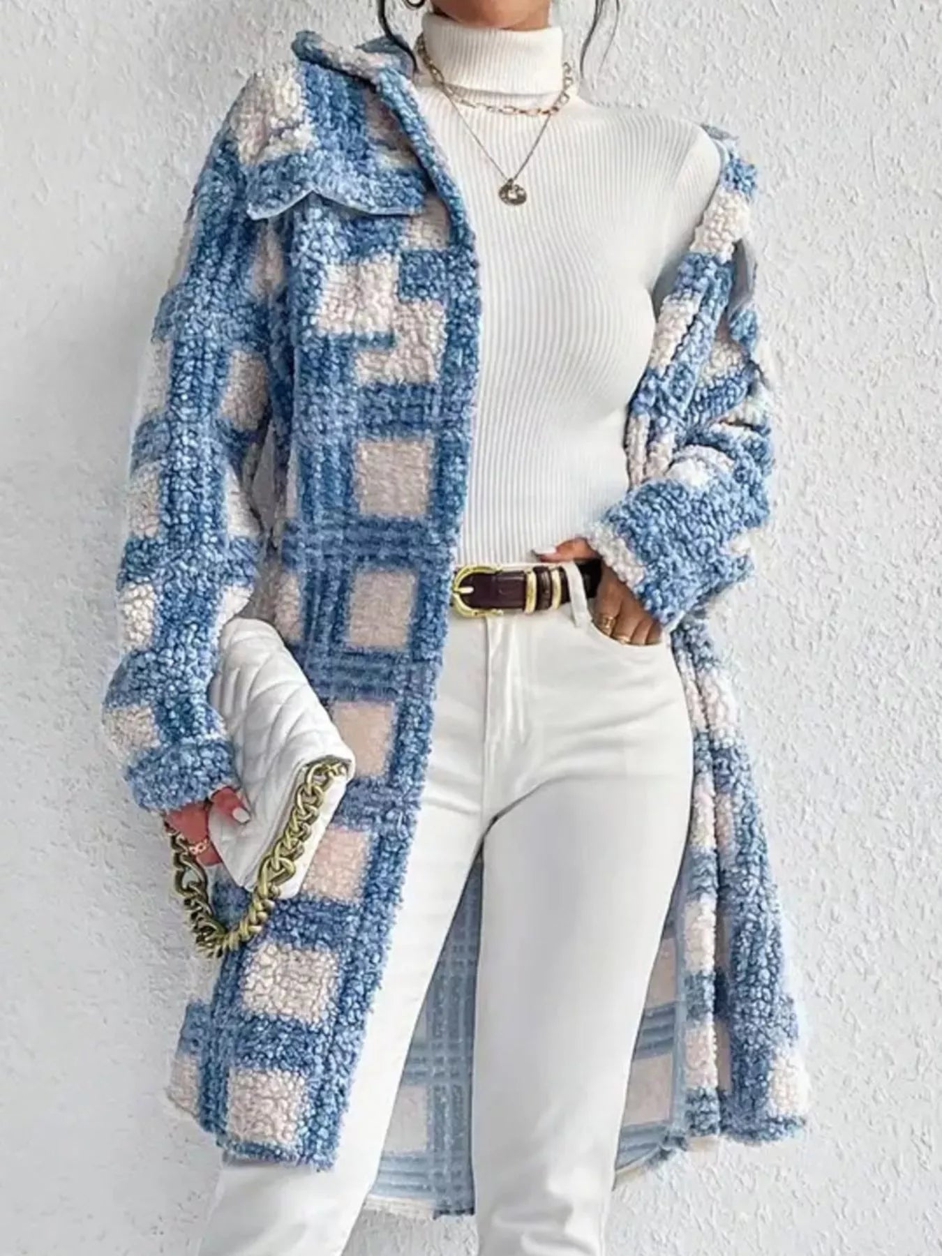 Abrigo Mujer Tejido Bouclé Elegante Largo - Vestiria