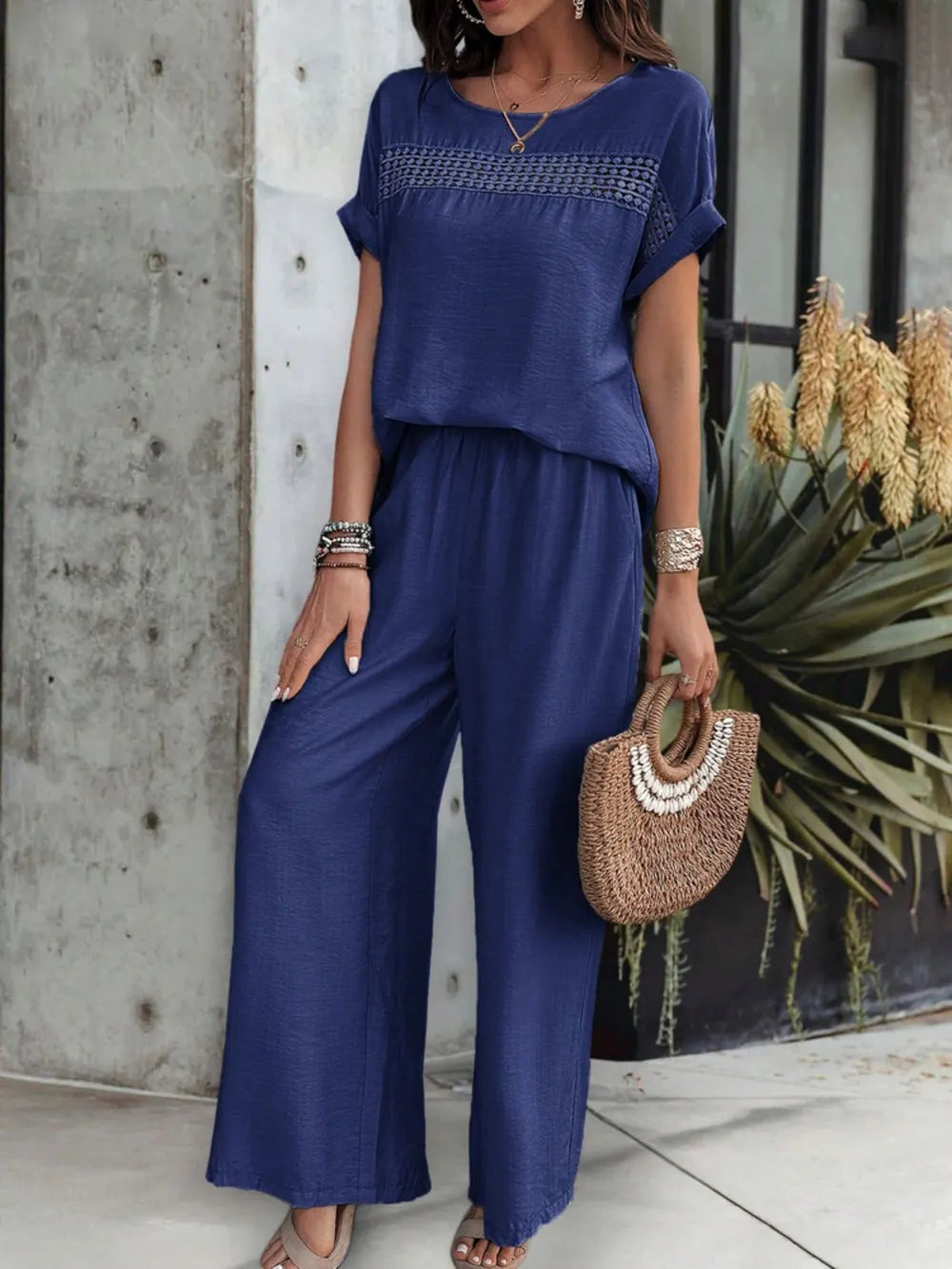 Conjunto Mujer Blusa Pantalón Cómodo Verano
