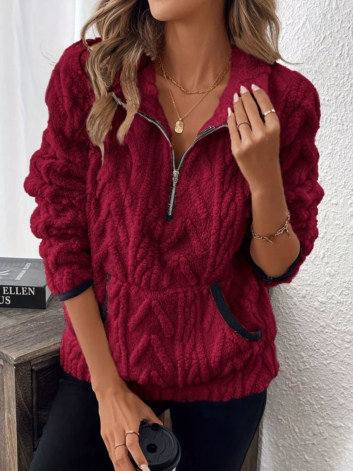Jersey Cremallera Abajo Elegante y Cálido