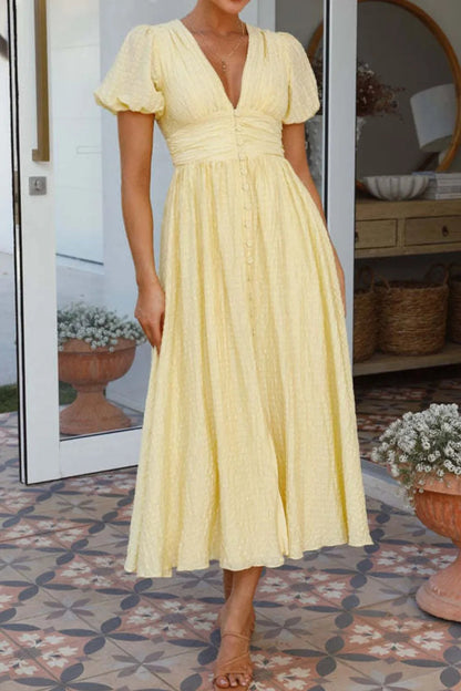 Vestido Elegante Manga Corta Estampado Floral