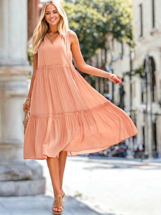 Vestido Mujer Lazo Cuello V Elegante - Vestiria