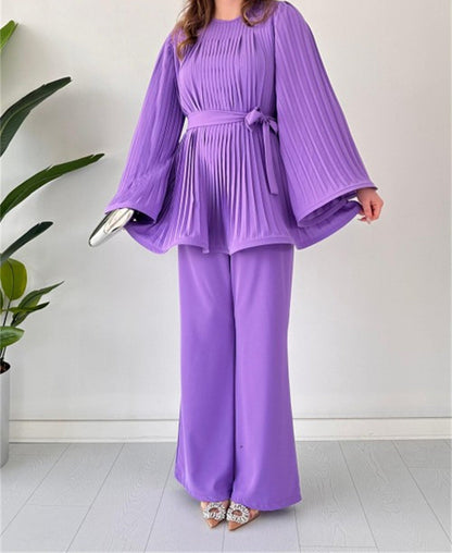 Conjunto Mujer Elegante Top Suelto Pantalón Ancho