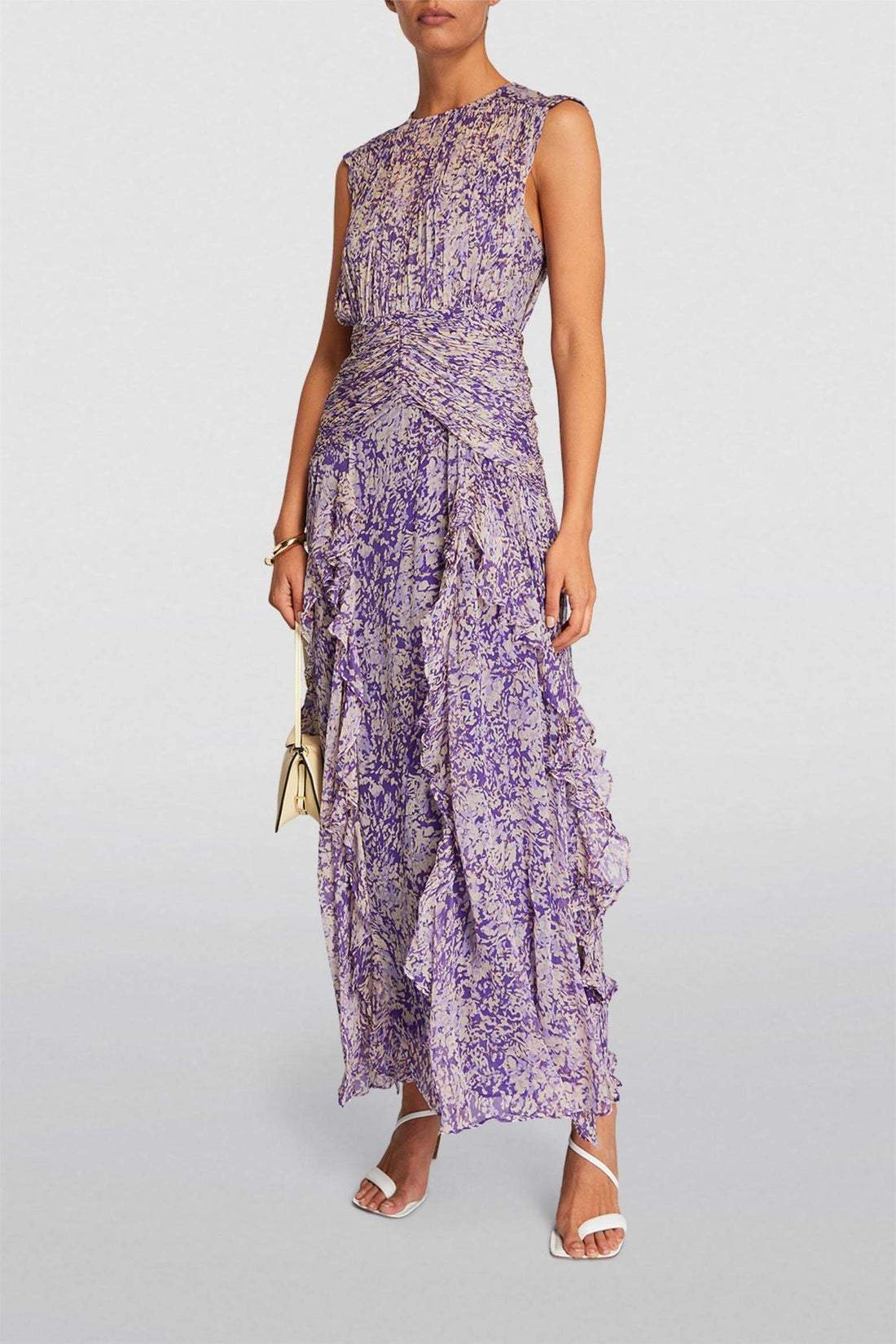Vestido maxi plisado con volantes elegante - Vestiria