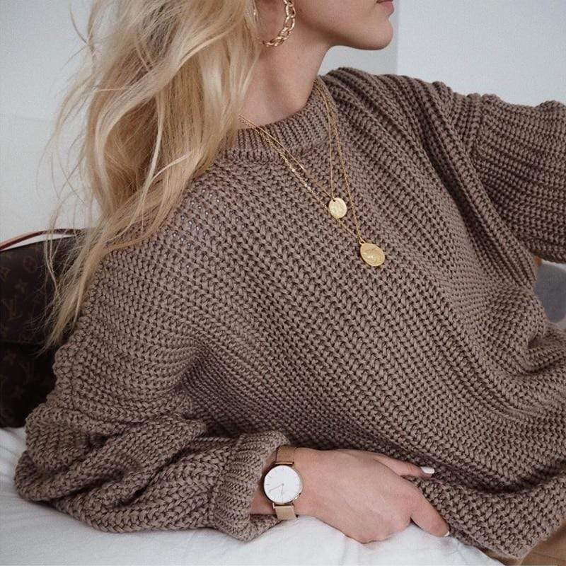 Jersey Suave Otoño Mujer Cuello Redondo