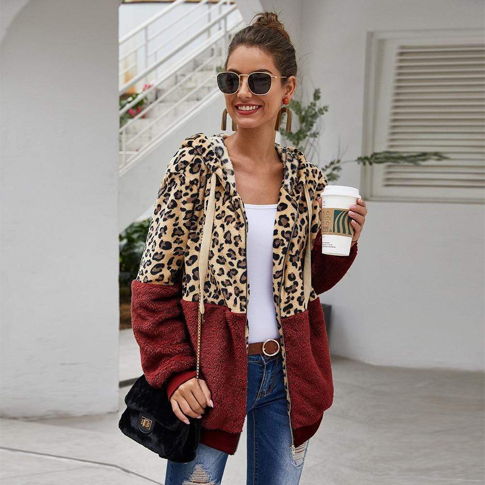 Chaqueta Mujer Leopardo Cálida Invierno