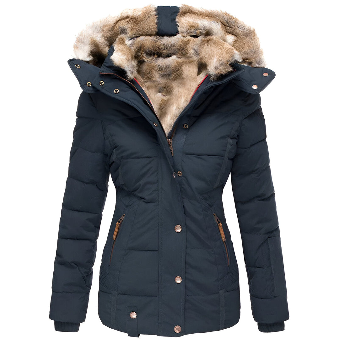 Chaqueta Acolchada Invierno Mujer con Capucha y Pelo Sintético