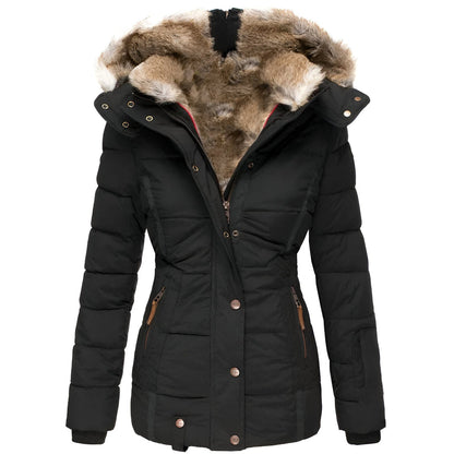 Chaqueta Acolchada Invierno Mujer con Capucha y Pelo Sintético - Vestiria