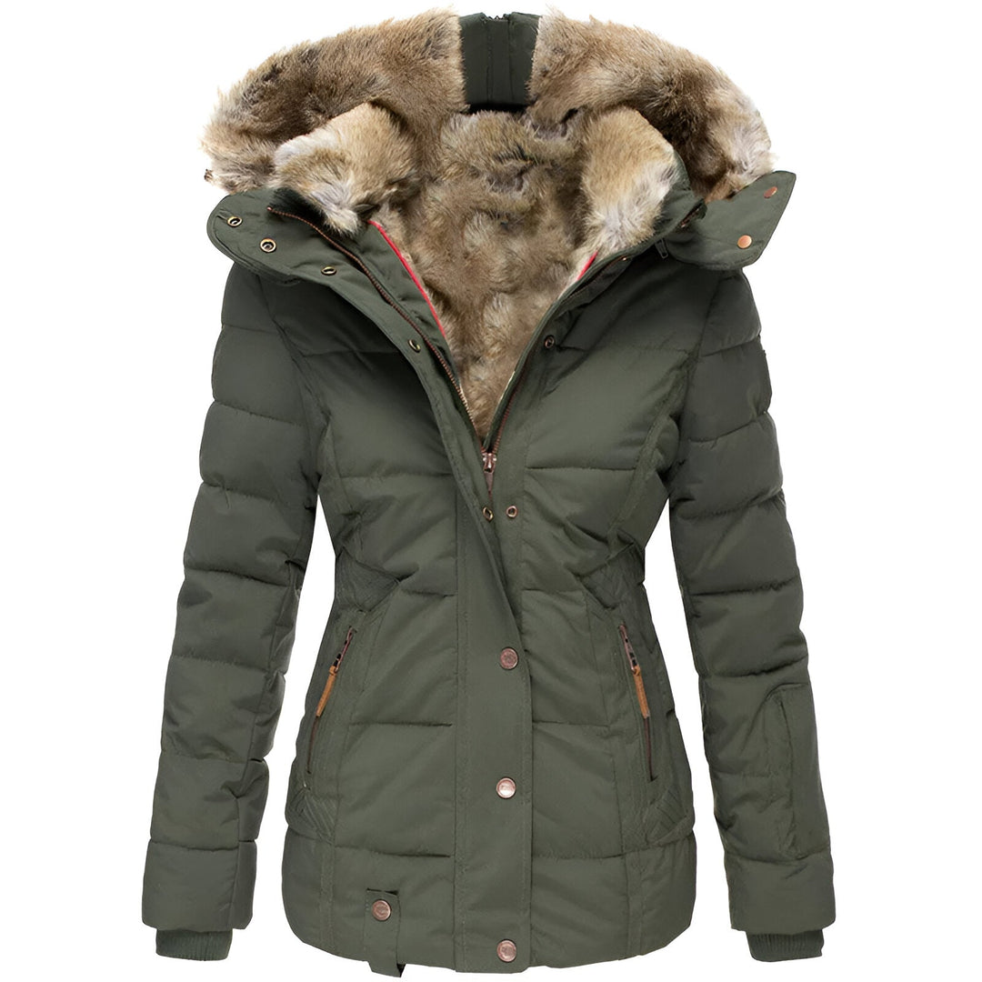 Chaqueta Acolchada Invierno Mujer con Capucha y Pelo Sintético