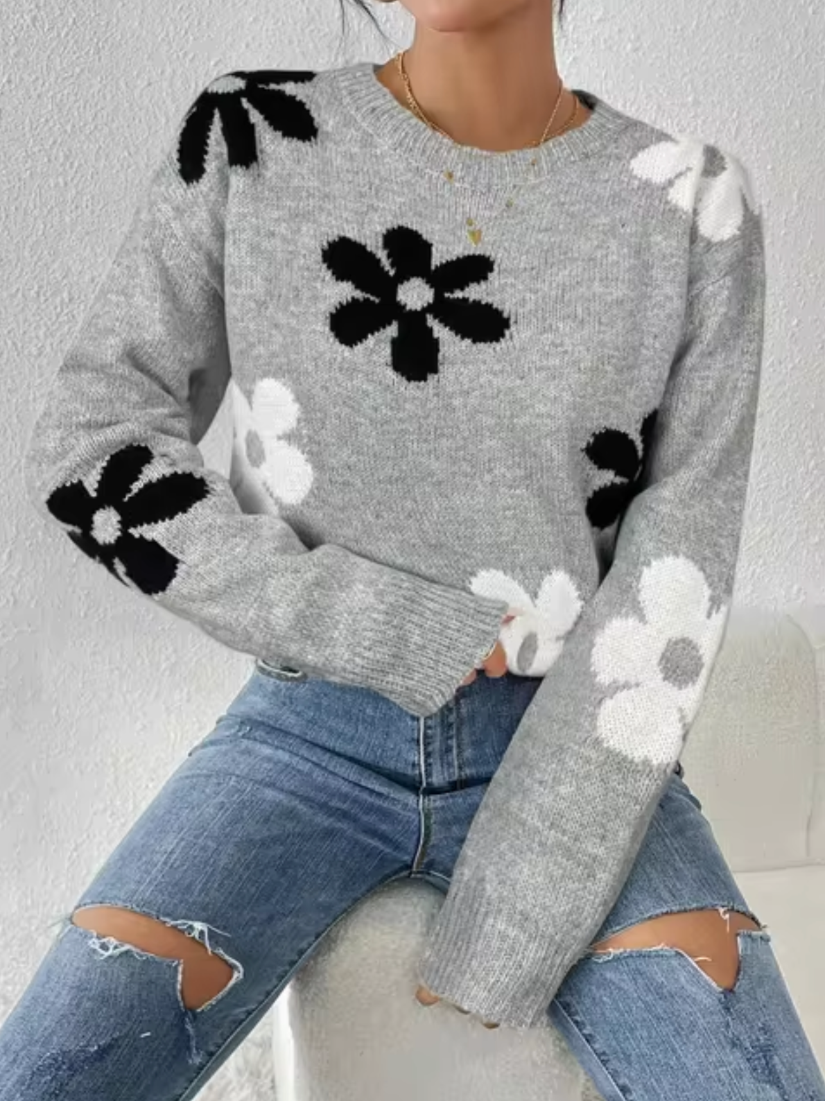 Sudadera floral suave y cálida