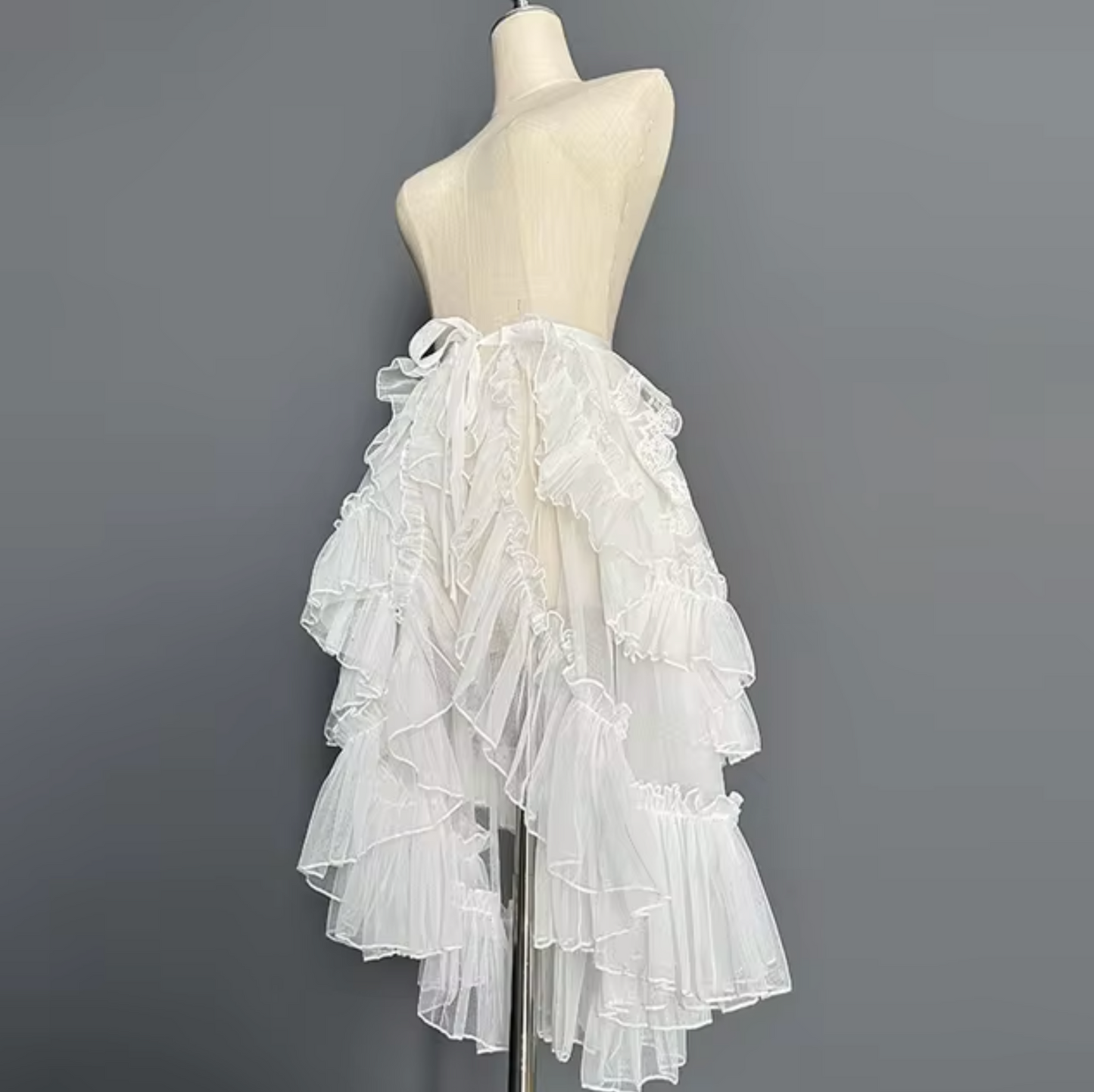 Falda de Encaje Cruzada con Volantes Elegante - Vestiria