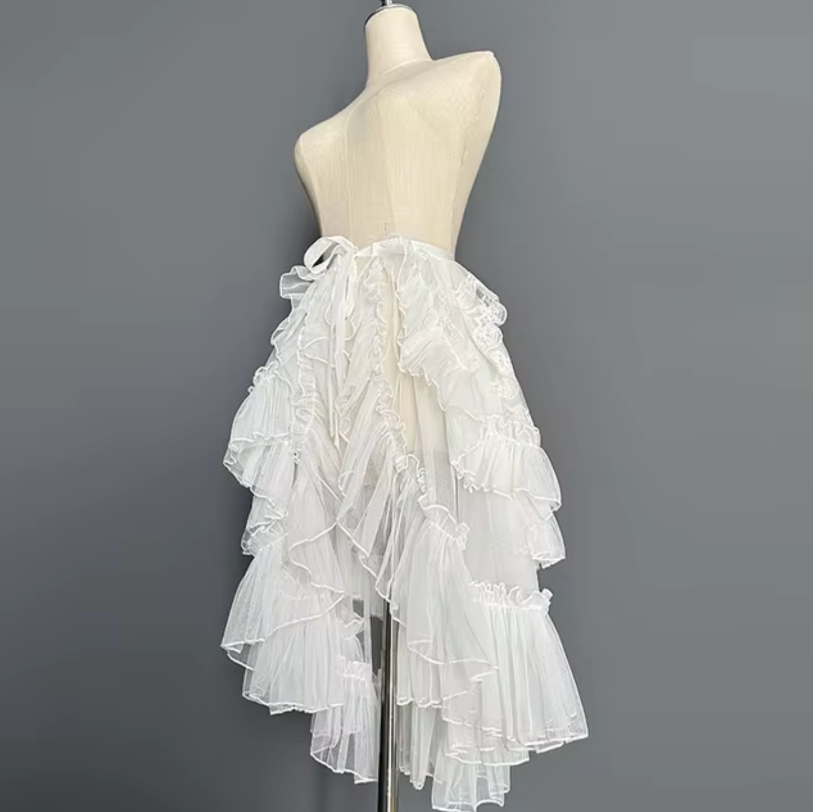Falda de Encaje Cruzada con Volantes Elegante - Vestiria