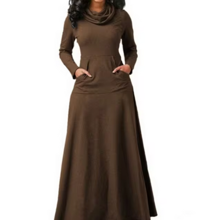 Vestido Maxi Mujer Escote Cascada Elegante