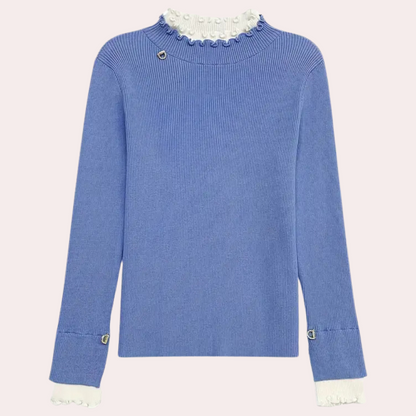 Jersey de punto femenino con toque de encaje - Vestiria