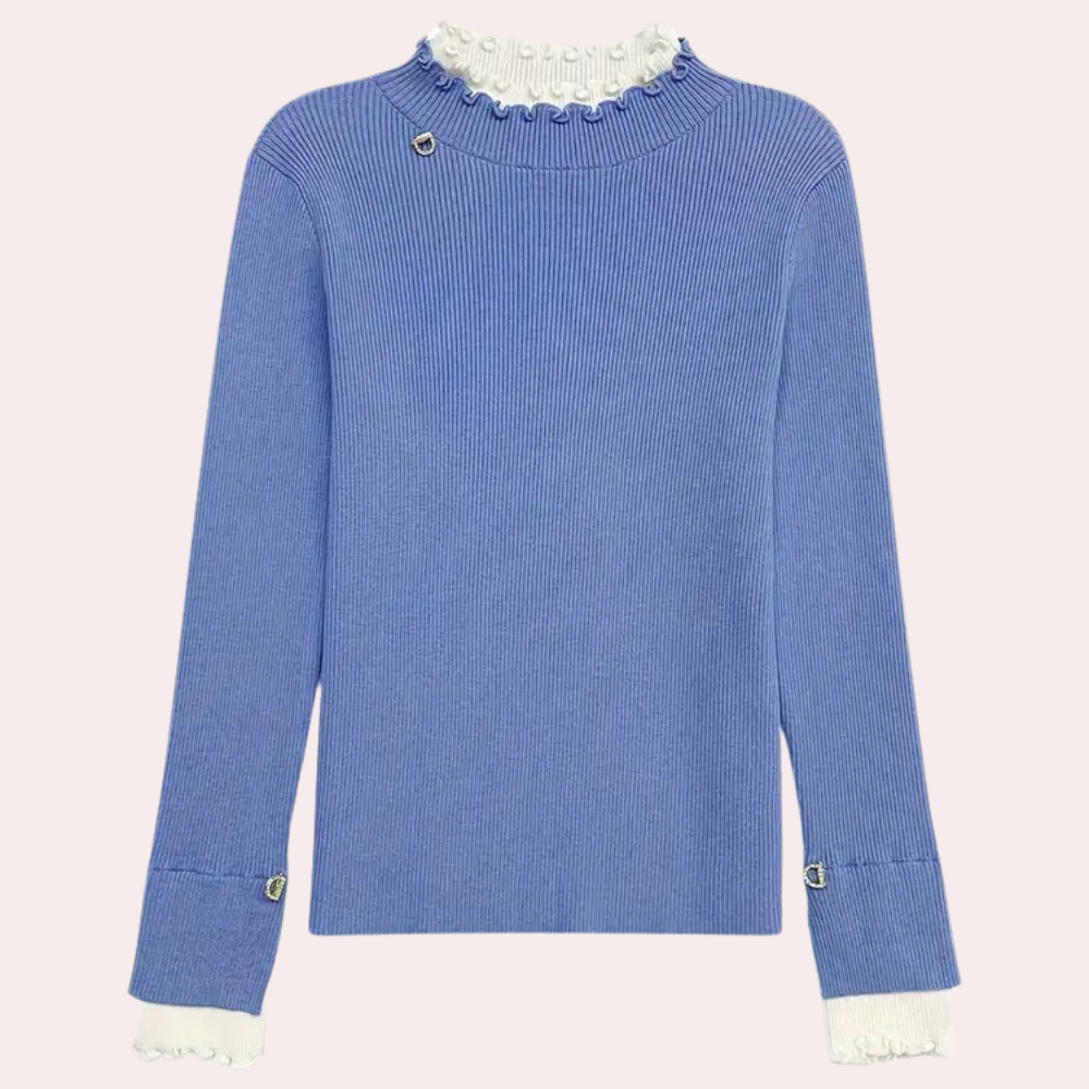 Jersey de punto femenino con toque de encaje