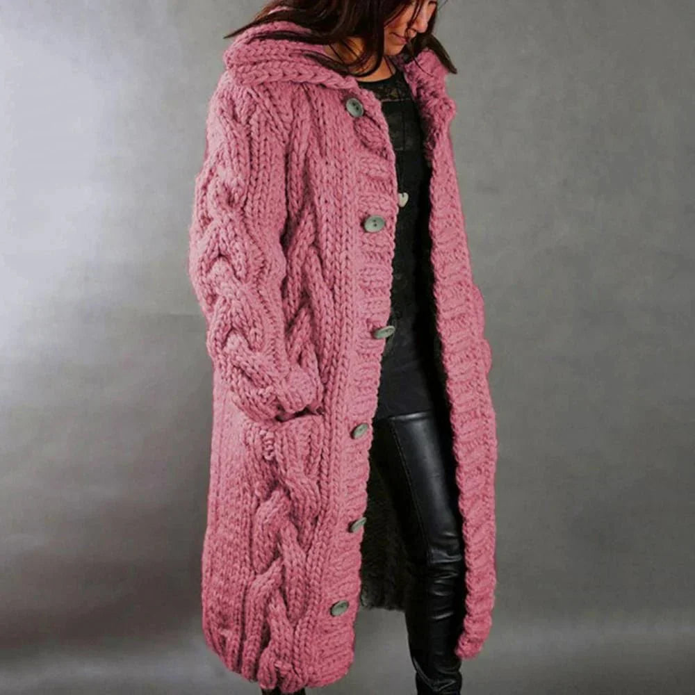 Abrigo Punto Grande Suave Invierno Mujer