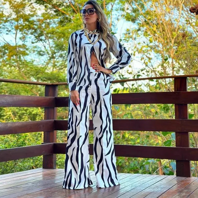 Conjunto verano floreado blusa y pantalón suelto