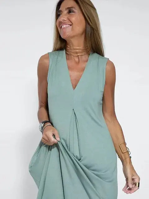 Vestido Mocha con Cárdigan Abotonado