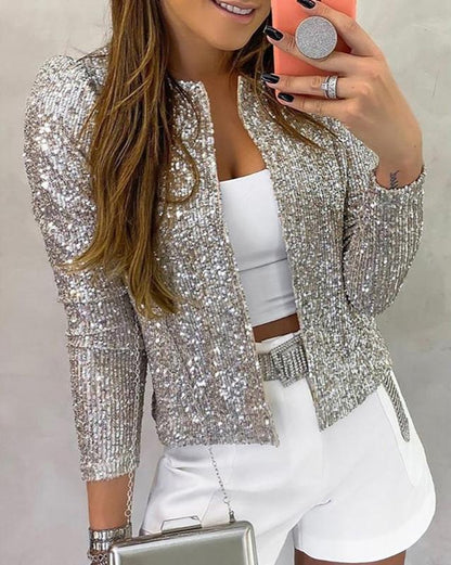 Chaquetilla de Noche Brillante Abierto