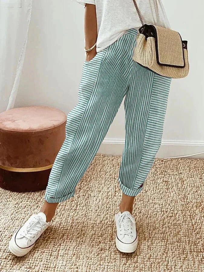 Pantalón de rayas elástico con cintura adaptable