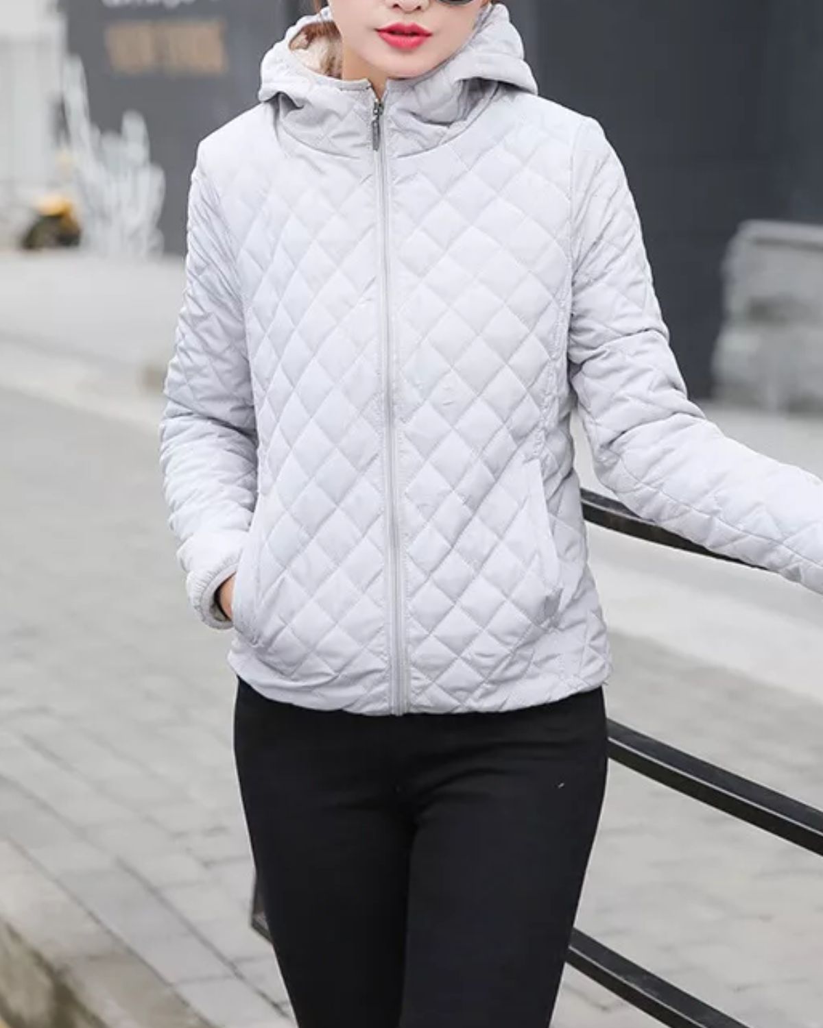 Chaqueta Invierno Acolchada Mujer Capucha Cremallera