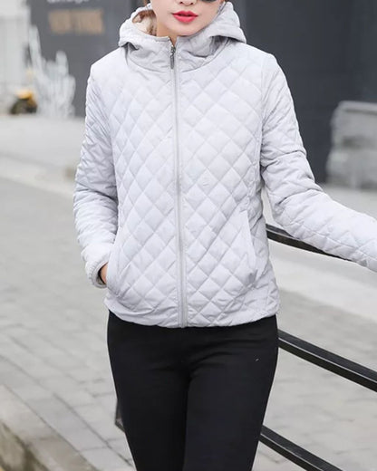 Chaqueta Invierno Acolchada Mujer Capucha Cremallera