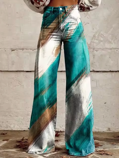 Pantalón Ancho con Diseño de Luces Brillantes