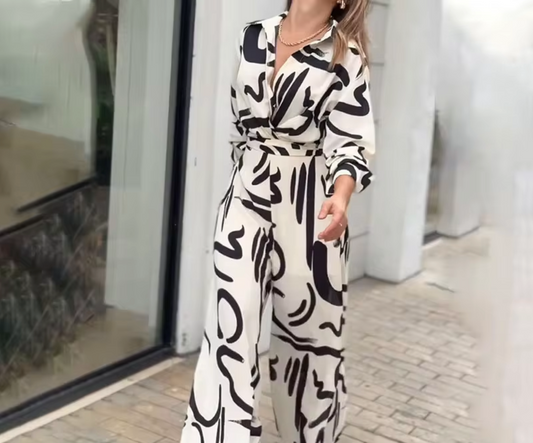 Pantalón Amplio Estampado Floral Mujer - Vestiria