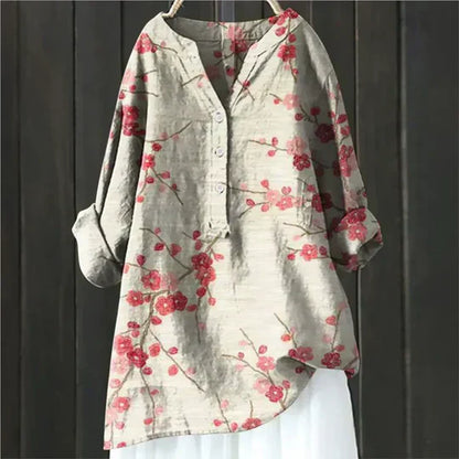 Blusa mujer cuello redondo con botones elegante