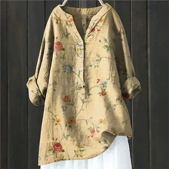 Blusa mujer cuello redondo con botones elegante