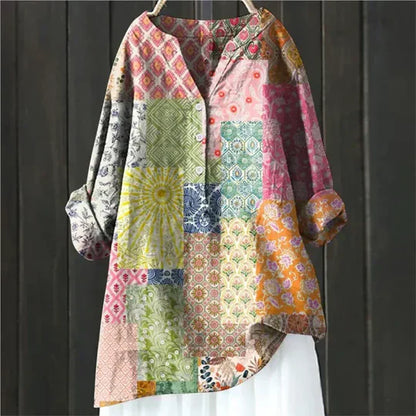 Blusa mujer cuello redondo con botones elegante