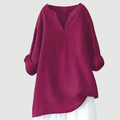 Vestido mujer holgado con escote en V elegante