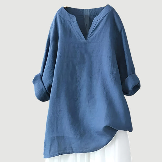 Vestido mujer holgado con escote en V elegante - Vestiria