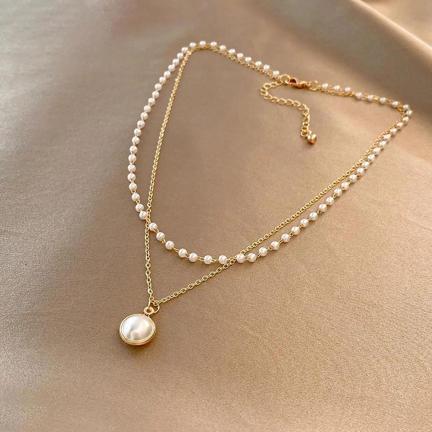 Collar Perlas Doble Cadena Femenino Elegante - Vestiria