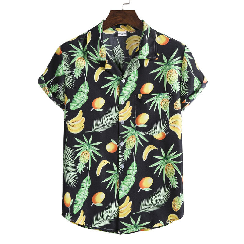 Camisa Hombre Manga Corta Estampado Tropical - Vestiria