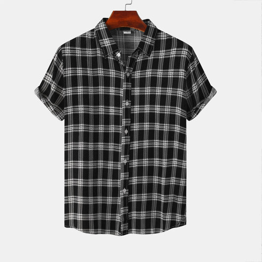 Camisa Cuadros Clásica Manga Corta Hombre - Vestiria