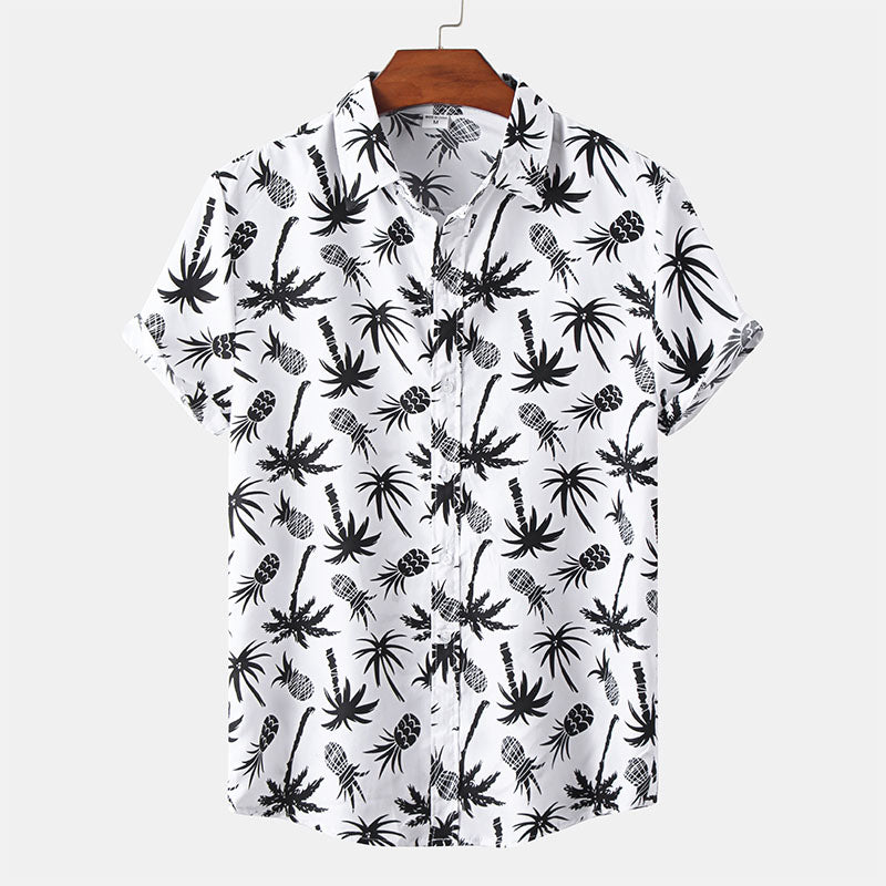 Camisa Hombre Blanco Estampado Verano