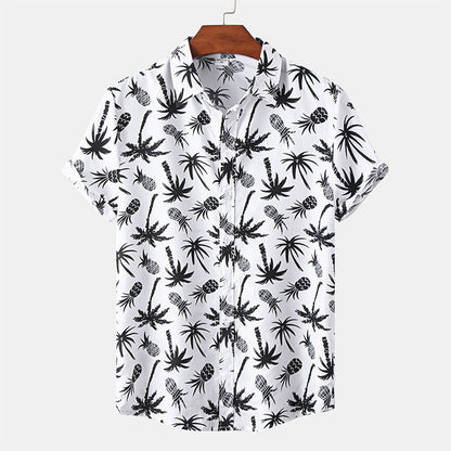 Camisa Hombre Blanco Estampado Verano
