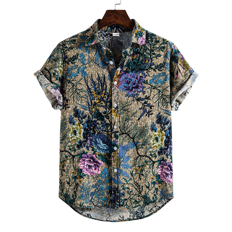 Camisa de verano estampada manga corta hombre - Vestiria