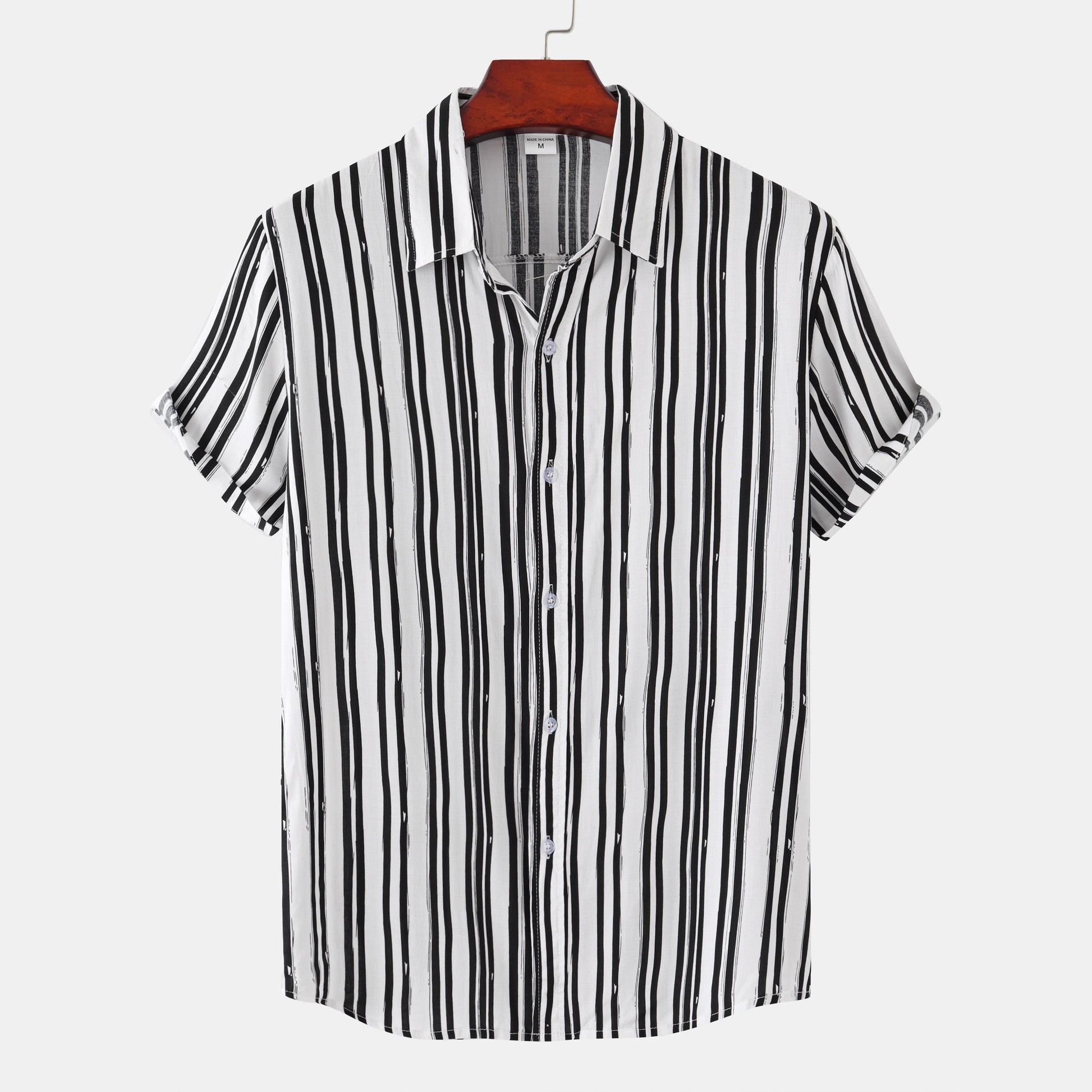 Camisa Rayas Clásica Manga Corta Hombre - Vestiria