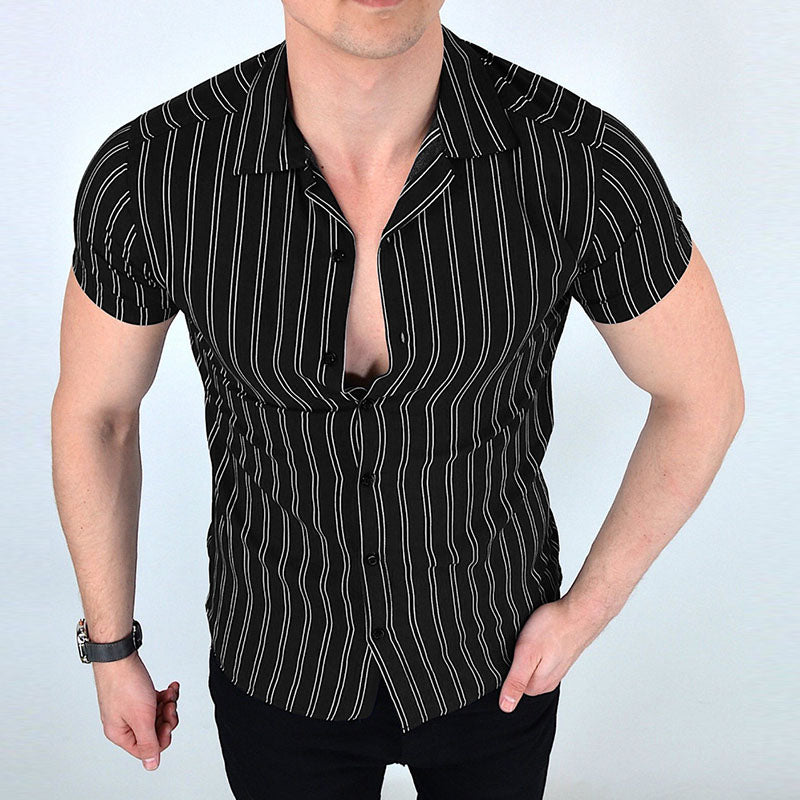 Camiseta Rayas Clásica Hombre Manga Corta