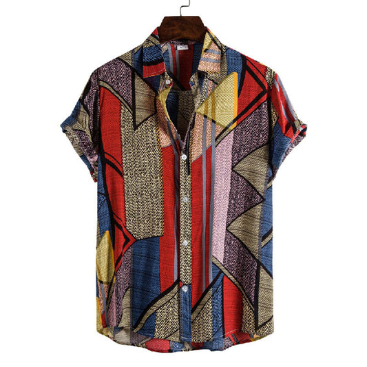 Camisa estampada hombre clásica manga corta - Vestiria