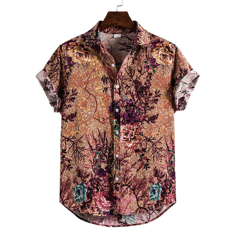 Camisa Hombre manga corta estampado clásico algodón - Vestiria